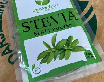 Polvo de hojas de stevia original de Bolivia - 100 g - nuevo - envase original