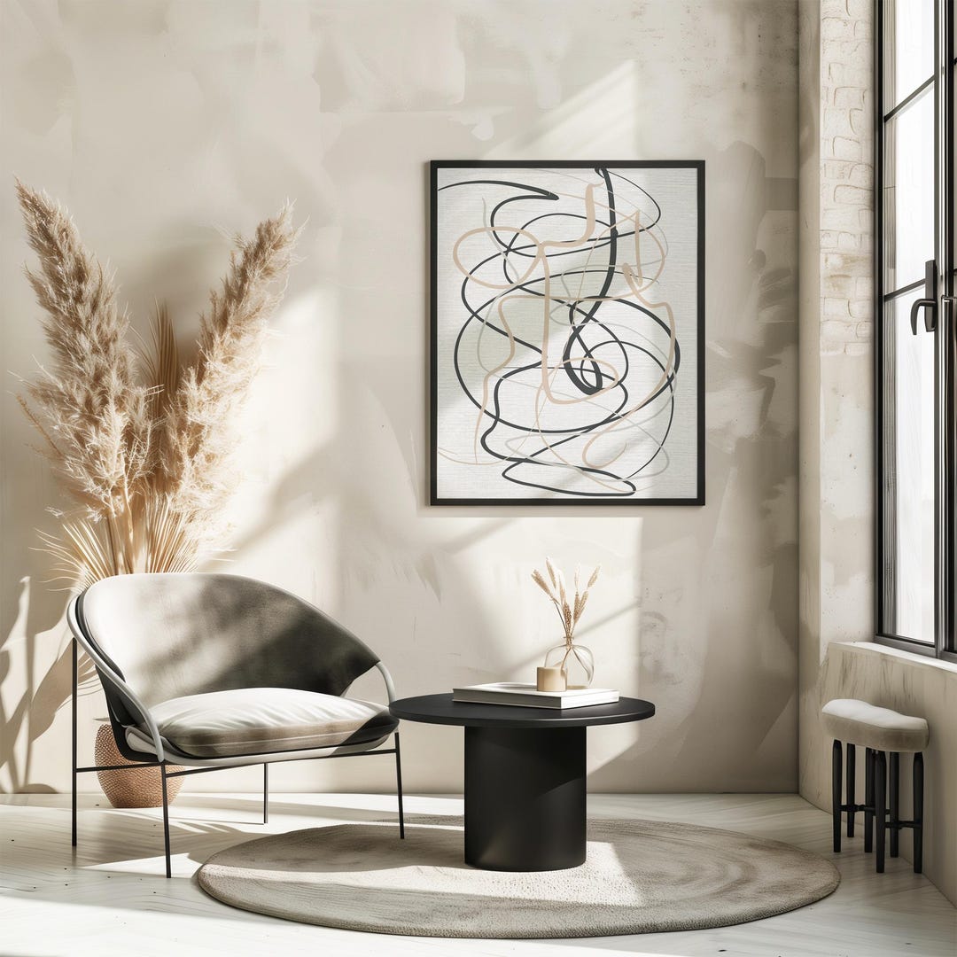 Minimalist Line Art Print | Modern Abstract Wall Decor | Black & White ...
