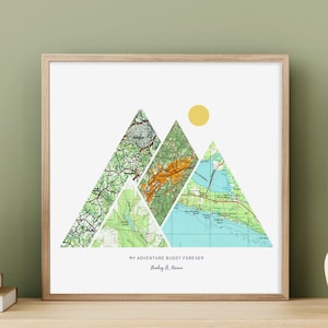Valentines Day Gift for Him, Valentines Day Gift for Her, Valentines Gift for Him, Mountain Map, Personalized Gifts, For Valentines Day