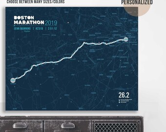 Personalized Boston Marathon Map Art: Runner Gift