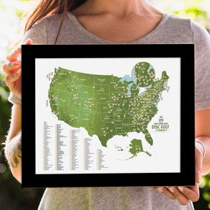 Disc Golf USA Map: Personalized Push Pin Canvas, Top 200 Courses
