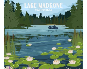 Lake Madrone, Lake Tahoe, City Wall Prints, City Art Prints, New York City Wall Art, Vintage Poster Set, Unframed, Lake House Decor