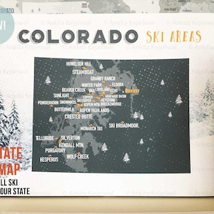 Personalized Colorado Ski Resort Map: CO Skiing Decor