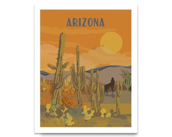 Arizona gifts, Arizona Desert Wall Art, City Wall Prints, City Art Prints, Vintage Poster Set, Mix and Match, Unframed, Travel Gifts