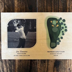 Personalized Golf Gifts for Men and Women With Photo, Holiday Gifts for Golfers, Custom Golf Course Maps or Hole-in-One, Printed on Wood