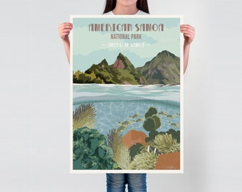 American Samoa National Park Poster, National Park Poster, National Park Art, National Parks, Travel Gifts, National Park Wall Art