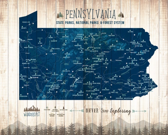 Art Print Watercolor Illustration Wall Art Home Decor Gift State Map of Pennsylvania COLOUR PRINTS Pennsylvania Map
