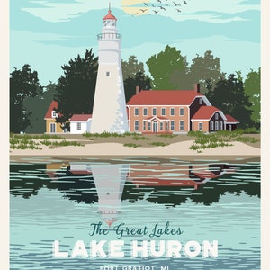 Lake House Decor, Lake Huron, Lighthouse Art, Lighthouse Decor, Lake Superior, Travel Posters, Great lakes of America, Great Lakes, Unframed image 4