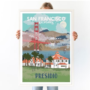 San Francisco Travel Poster: Vintage City Art Print, Presidio Wall Art