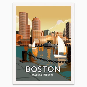 Boston Poster Wall Art, Boston Skyline, Boston Print, Boston Poster, Art Prints of Boston, Vintage Poster Unframed