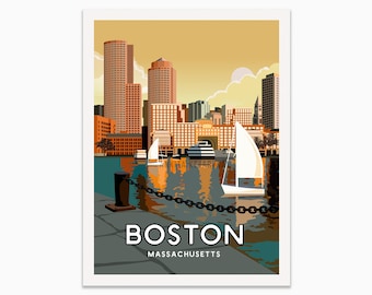 Boston Poster Wall Art, Boston Skyline, Boston Print, Boston Poster, Art Prints of Boston, Vintage Poster Unframed