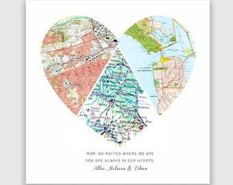 Long Distance Mom Gift, Mother's Day Gift, Birthday Gift For Mom,Gift For Mom From Daughter, Mother's Day From Daughter, Poster, Heart Map