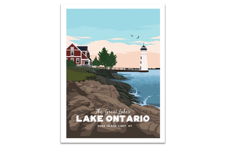 Lake House Decor, Lake Huron, Lighthouse Art, Lighthouse Decor, Lake Superior, Travel Posters, Great lakes of America, Great Lakes, Unframed image 3