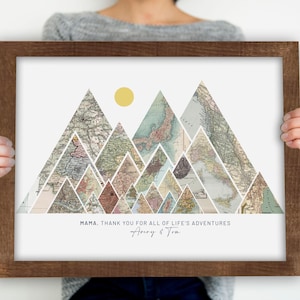 Mothers Day Gift From Daughter or Son, Long Distance Mom, Grandmother, Gifts for Mom, Custom Map Gift, Personalized