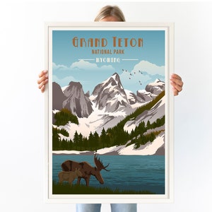 Grand Teton National Park Poster, National Park Prints, National Park Poster, National Parks, Park Ranger Gift, Travel Gifts, Grand Teton