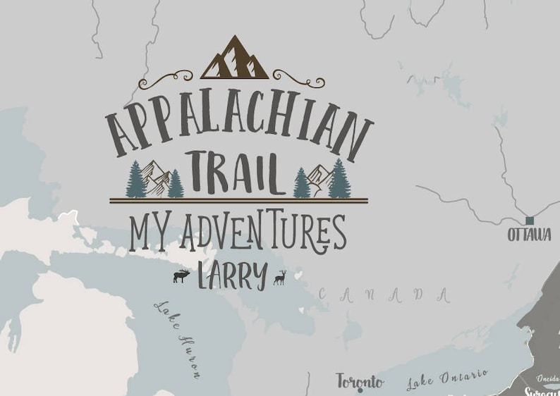 Carte du sentier des Appalaches, carte de randonnée, carte d'aventures en plein air, montagne des Appalaches, décoration rustique, art mural nature, cadeau papa randonneur image 5