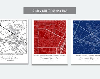 Graduation Gift, High School Graduation Gift, Custom College Map, Campus Map, High School Graduation Gift for Her, Custom High School Map