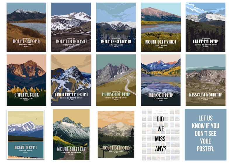 Colorado 14er Peaks Print Set: Mix 'n Match Wall Art - Etsy