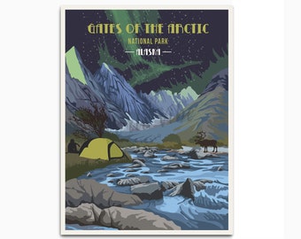 Gates of the Arctic National Park Poster, National Park Poster, National Park Art, National Parks, Travel Gifts, National Park Wall Art