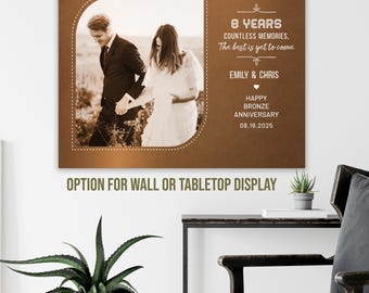 Bronze Anniversary Gift, 8th Anniversary Gift for Husband, Custom Photo Gifts for Him, Personalized Wall Art on Metal, 19th Anniversary Gift