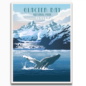 Glacier Bay National Park Vintage Travel Poster: Alaska Art Print