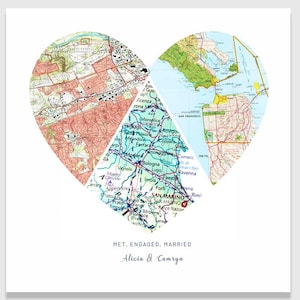 Paper Anniversary Gift For Her, Anniversary Gifts, Custom Map Gift, Custom City Map, Custom Map Poster, Heart Maps, Valentines Day Gift