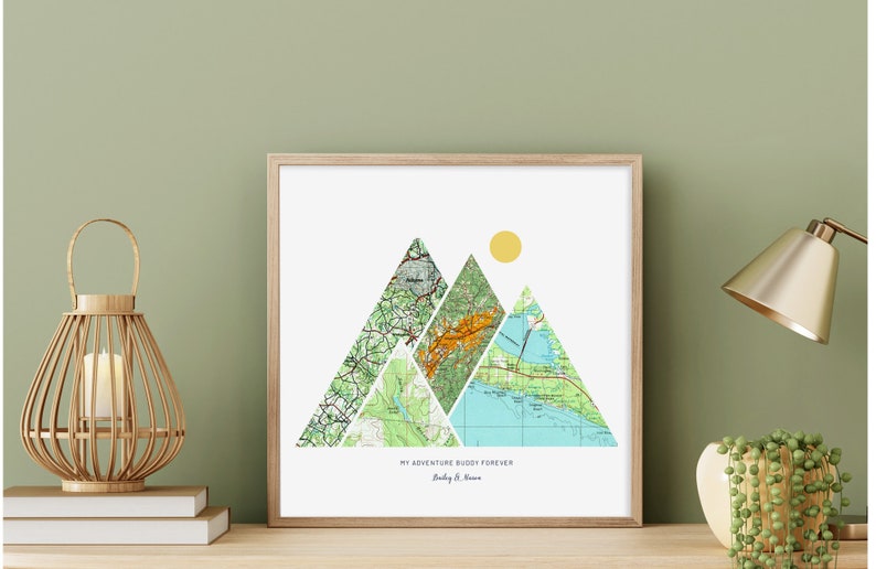 Valentines Day Gift For Him, Travel Gifts, Custom Mountain Map, Valentines Day Gift for Husband, 1 year anniversary gift for boyfriend image 3