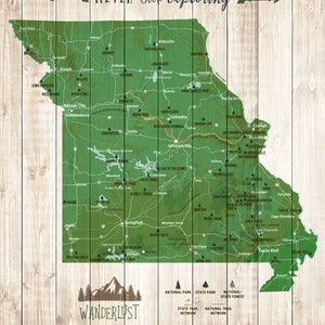 Missouri State Parks Map Art: Personalized Push Pin Board