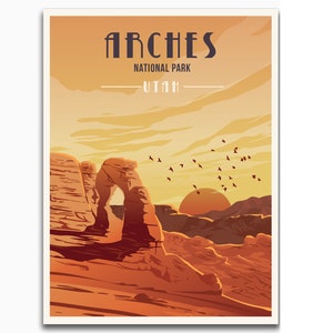 Arches National Park Poster: Retro Travel Art Print