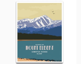 Colorado 14er Poster Mount Elbert, Colorado Fourteeners, Colorado Gifts for Men, Colorado Photography, Colorado Rockies, Colorado 14er Gifts