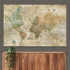 World Map Pin Board: Personalized Push Pin Travel Canvas