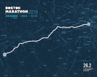 Personalized Boston Marathon Map Art: Runner Gift, Canvas Print