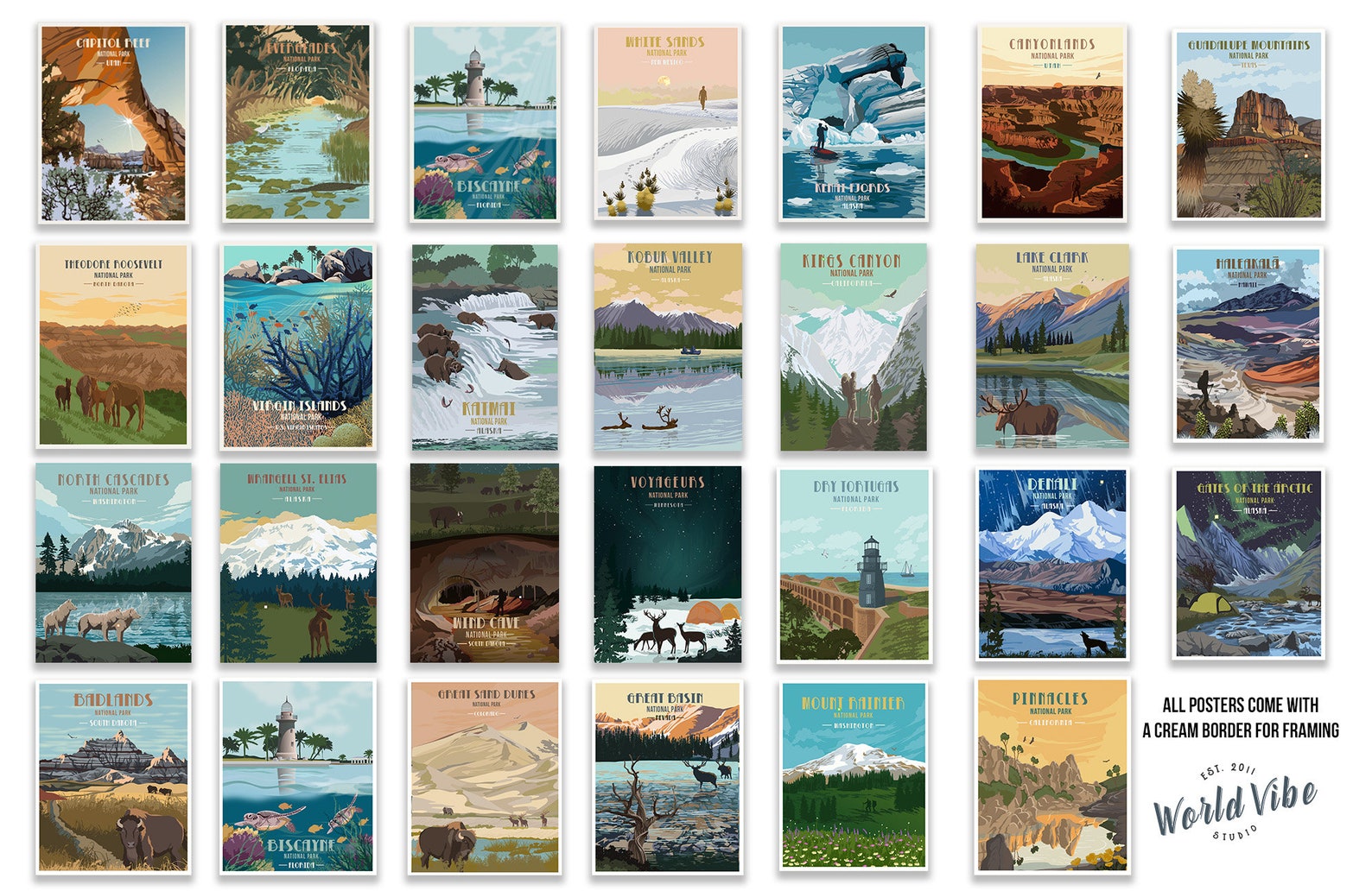 National Parks National Park Posters Sets of Posters | Etsy