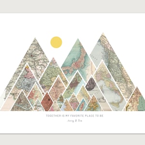Fathers Day Gift from Daughter,  Mountain Art, Gifts for Dad, Custom Map Gift, Many Sizes, Personalized
