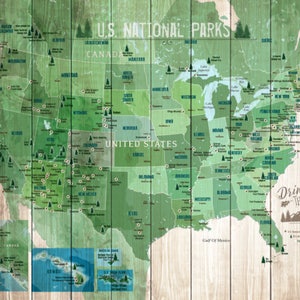 National Park, National park map, USA Parks, Hiking Map, Gift for hiker, US monuments, Push pin board, US adventure decor, Nature Lover Gift