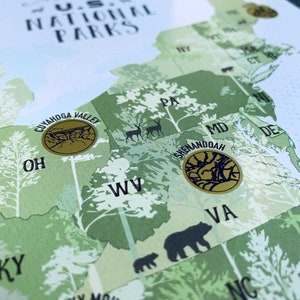 Scratch Off Map USA, National Park Poster, Scratch off, Scratch off map, National Park Map, Includes Scratcher, 12X18 Inches