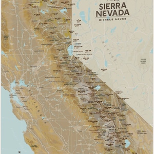 Sierra Nevada Map Poster: California Topographic Art Print - Etsy