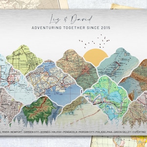 10 Year Anniversary Gift for Him, Tin Anniversary Gift for Wife, Custom Mountain Map, Custom Gifts of Map on Aluminium, Milestone Husband