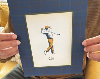 Golf Nursery Print Set, Vintage Golfer, Scottish Tartan Art