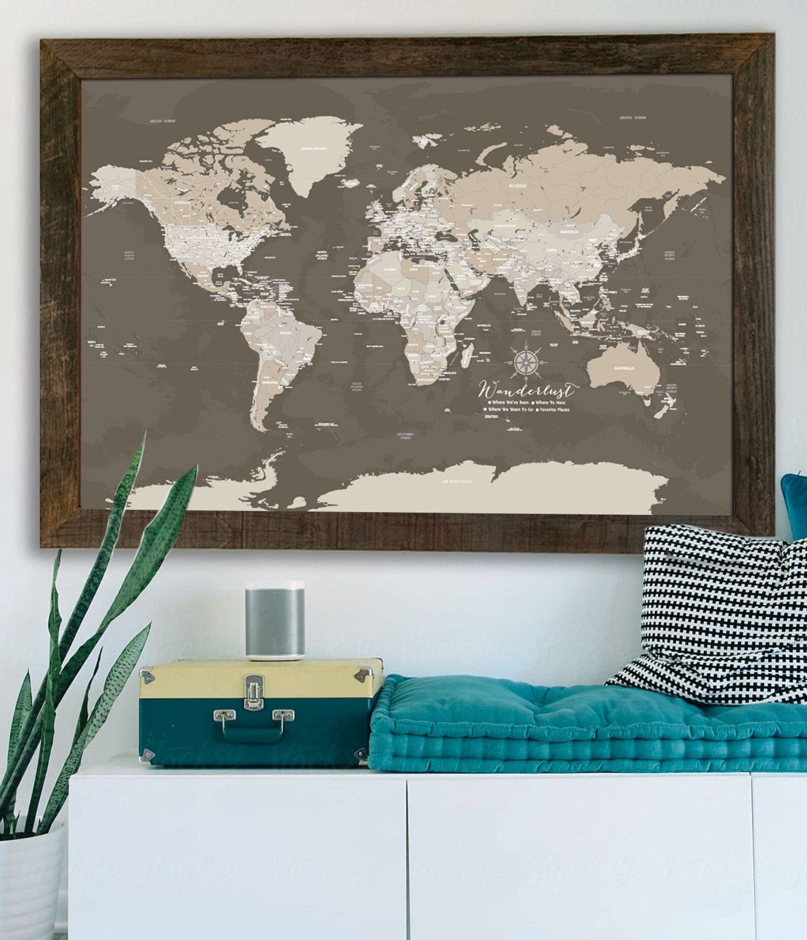 World Map Pin Board World Map Wall Art Push Pin Map Custom - Etsy