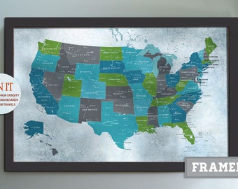 US Push Pin Map, North America map, Custom Map Print, US Travel Map, Newlywed Gift, Personalized Map, Many Sizes, WVS