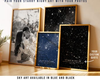 One Year Anniversary Night Sky Print, 1st Anniversary Gift for Wife or Husband, Custom Star Map, 1st Paper Gift, Personalized