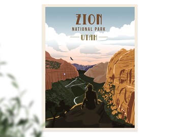 Zion National Park Poster, National Park Poster, National Parks, National Park Print, National Park Sign, Vintage Poster, Travel Poster