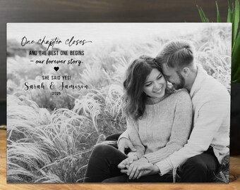 Personalized Engagement Gift: Custom Photo on Metal, 'She Said Yes' Keepsake
