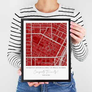 High School Graduation Gift for Her, Graduation Gift, High School Graduation Gift, Custom College Map, Campus Map, Custom High School Map image 1