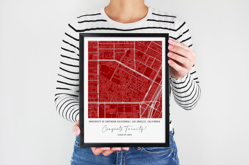 High School Graduation Gift for Her, Graduation Gift, High School Graduation Gift, Custom College Map, Campus Map, Custom High School Map image 1