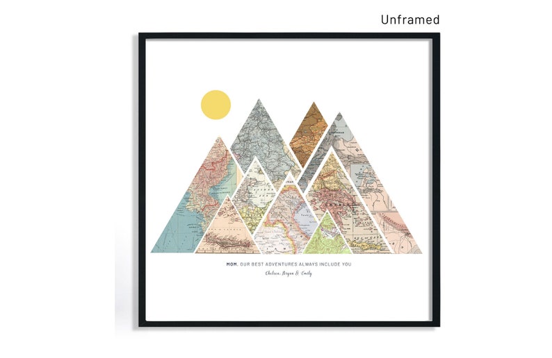 Valentines Day Gift For Him, Travel Gifts, Custom Mountain Map, Valentines Day Gift for Husband, 1 year anniversary gift for boyfriend image 9