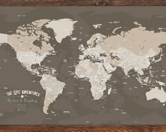 Printable World Map Wall Art in Large 20x30in With Lovely - Etsy