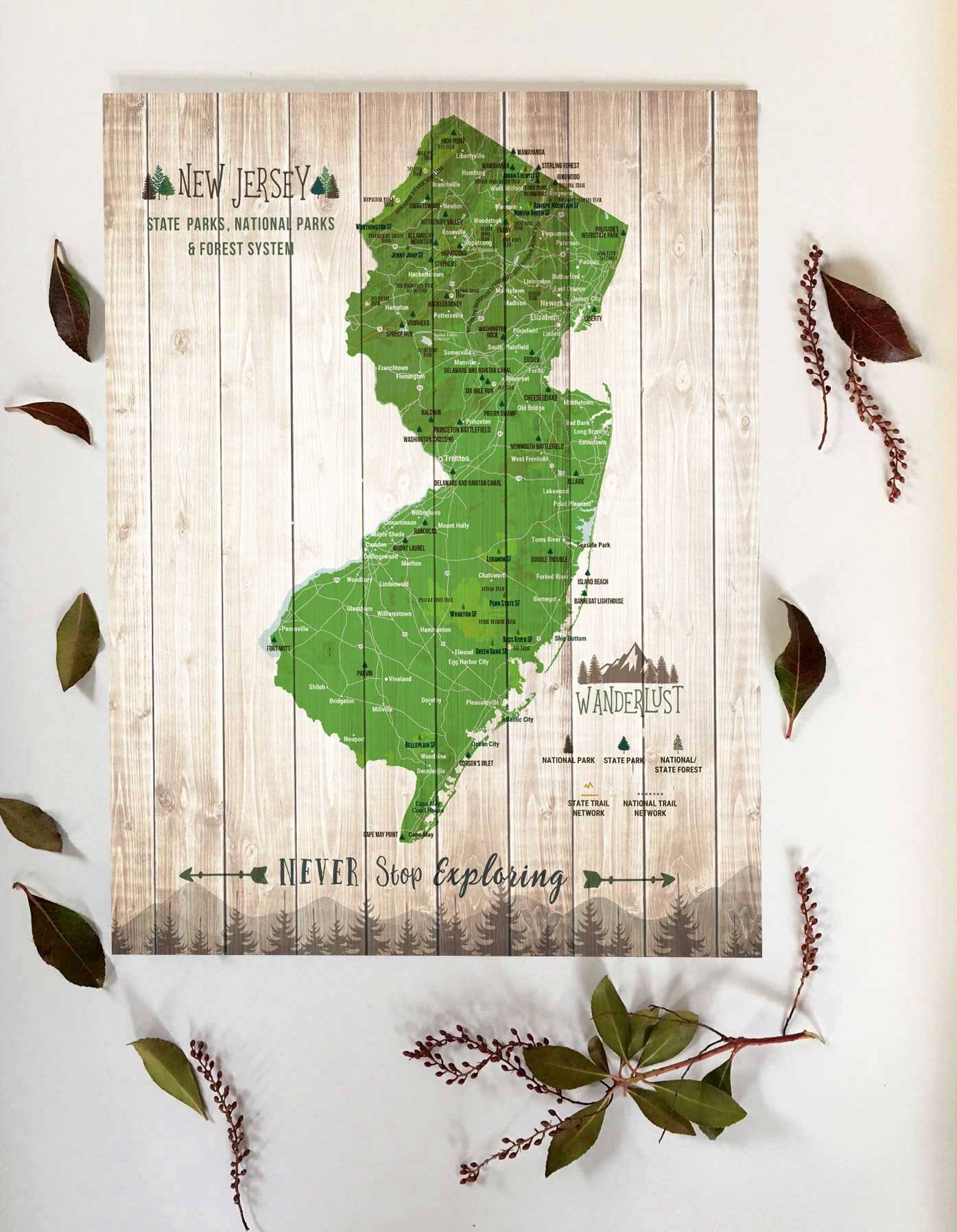 New Jersey Wall Art New Jersey Gifts New Jersey Map State Etsy