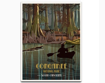 Congaree National Park, National Park Poster, National Park Art, National Parks, Travel Poster, Travel Gifts, Congaree Park Poster